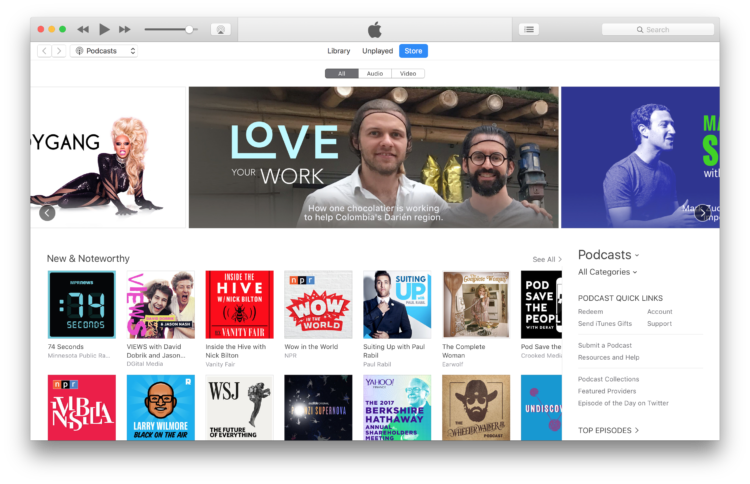 Love Your Work featured on iTunes home screen