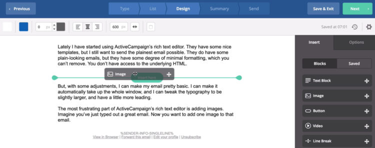 ActiveCampaign rich text editor, add images
