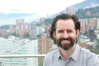 David Kadavy with Medellin skyline