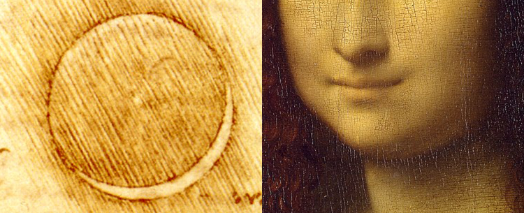 Leonardo's shaded side of the moon and Mona Lisa's chin