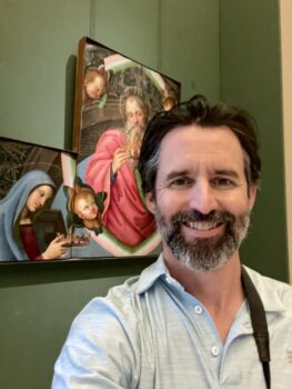david kadavy selfie in front of Raphael's baronci altarpiece