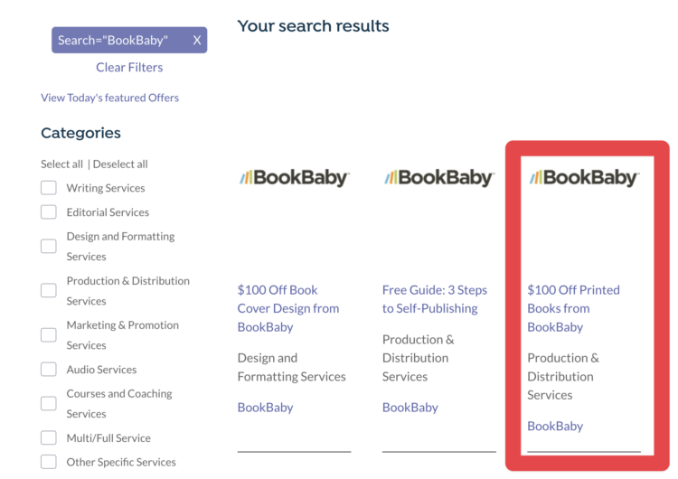 bookbaby coupon code directory