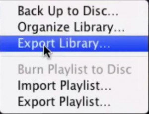 Transfer iTunes Library: Export iTunes Library