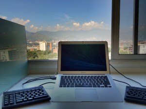My view from ESPACIO, a coworking station in Medellin (It was -7? F in my home base of Chicago on this day)