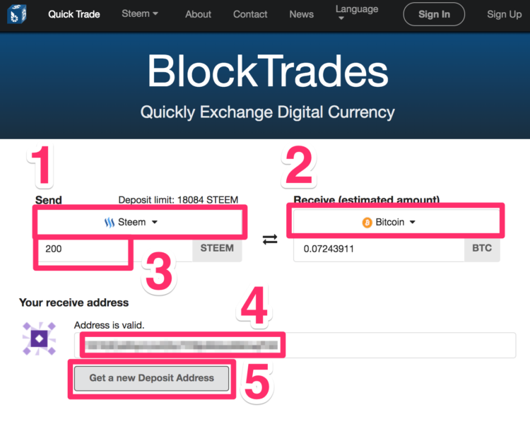 steem to coinbase bitcoin with blocktrades