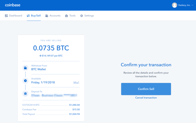 Coinbase confirm sell btc to usd