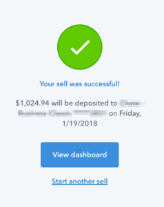 coinbase sell success btc to usd