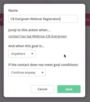 ActiveCampaign goal tracking in automation