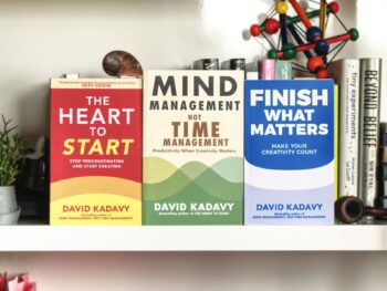 Getting Art Done trilogy paperbacks by David Kadavy: The Heart to Start, Mind Management Not Time Management, and Finish What Matters